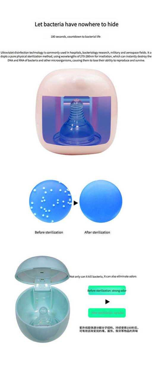Portable UV storage disinfection box baby bottle nipple ultraviolet sterilizer disinfection box