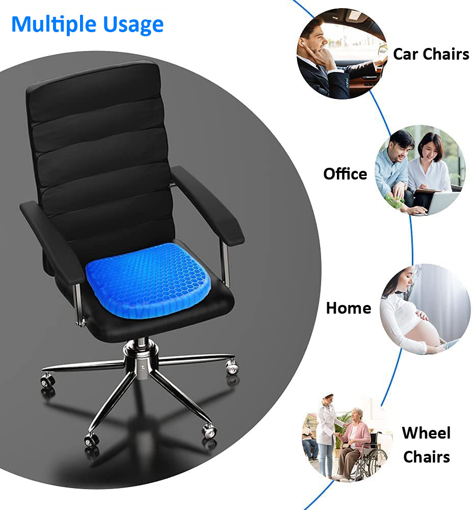 Cooling Gel Seat Cushion Breathable Honeycomb Design Absorbs Pressure Points Seat Cushion Lower Temperature for Office Home Cars Wheelchairs