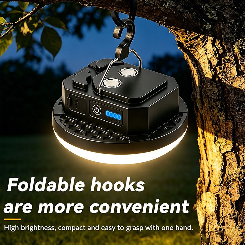 Rechargeable Camping Lantern, Long Runtime Hanging Tent Light, Portable Outdoor Emergency Lamp for Power‑Outage & Camping