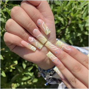 24PCS Full Cover decorated stick-on extension false nail artificial fingernails Nails Reusable False Nails Acrylic Artificial Nails
