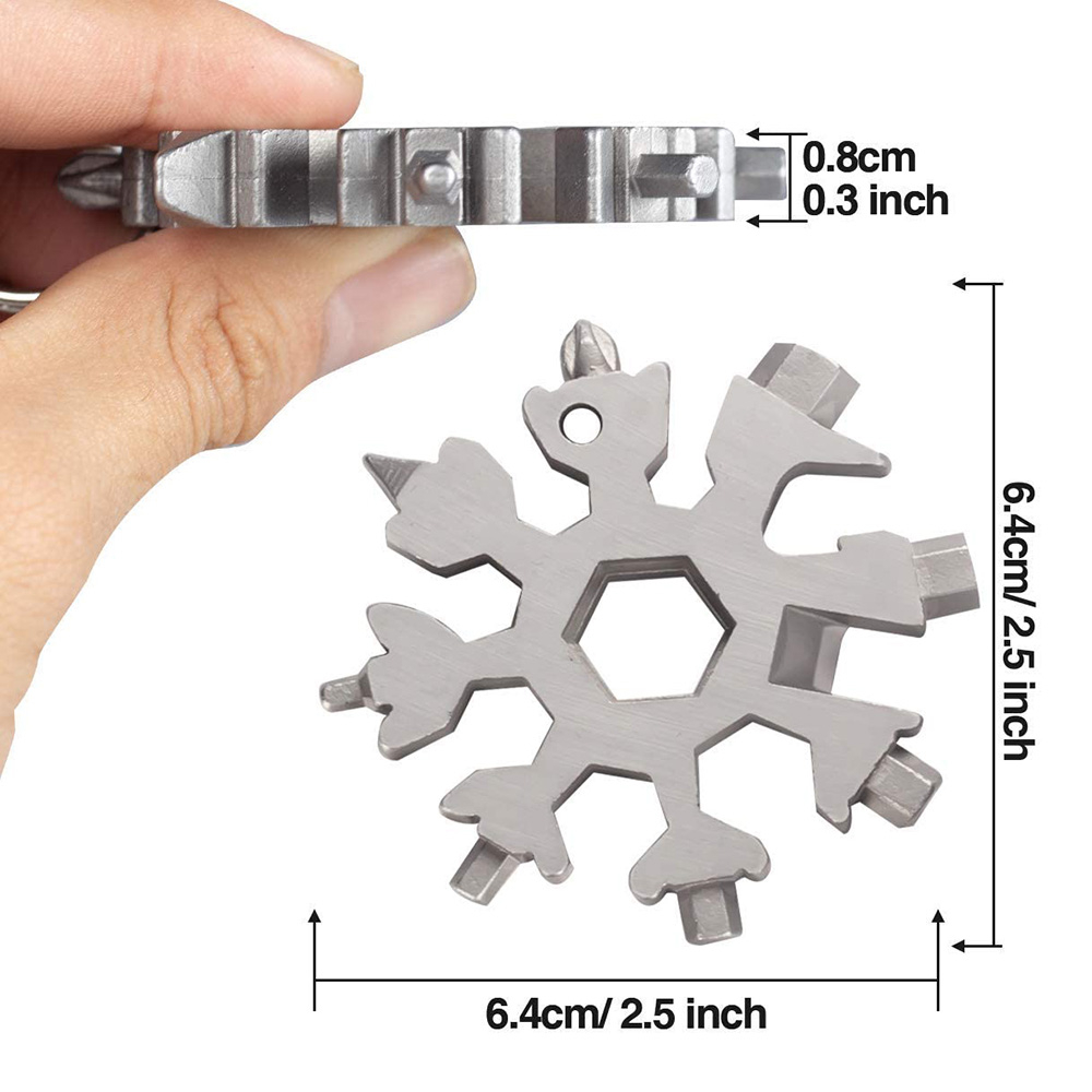 18 In 1 Snowflake Snow Wrench Tool Spanner Hex Wrench Multifunction Camping Outdoor Survive Tools Bottle Opener Screwdriver
