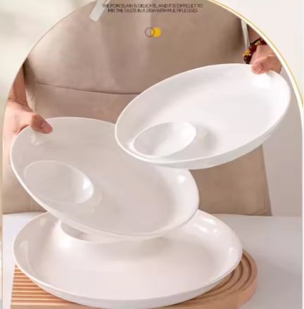 12 Inch Round Dish Partition Plate, Small Dip Serving Platter, Two in One Restaurant Plates