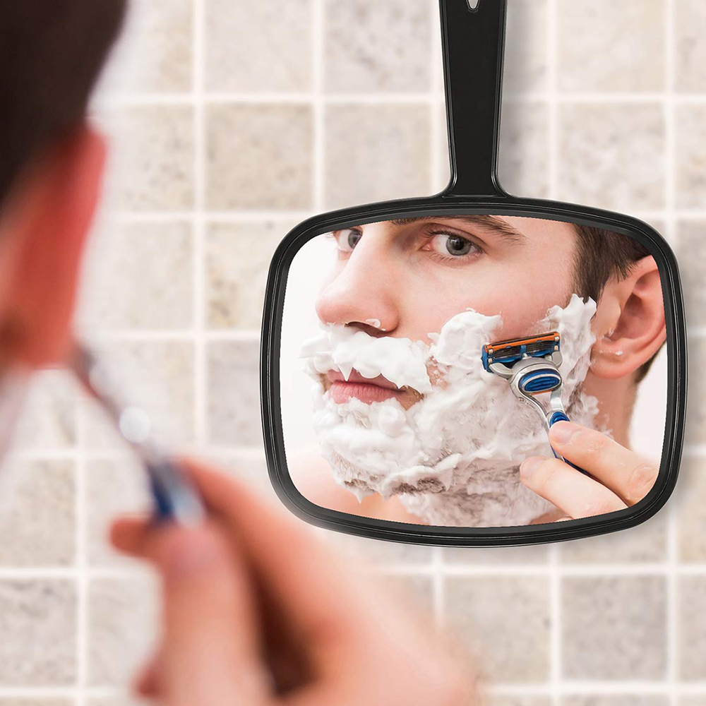 jm-002 Hand Mirror Salon Barber Hairdressing Handheld Mirror with Handle Square
