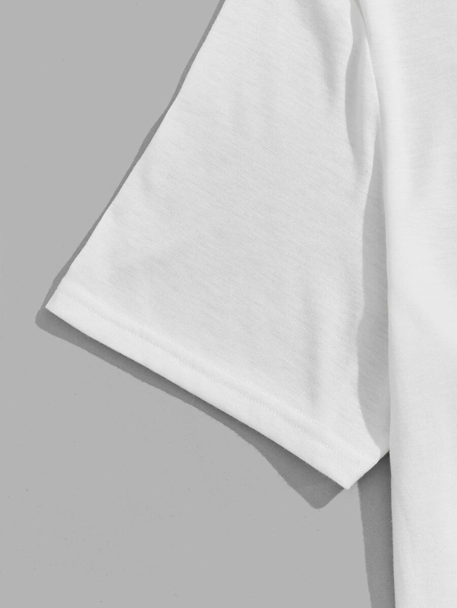 DX019# Men Cartoon & Slogan Graphic T-Shirt