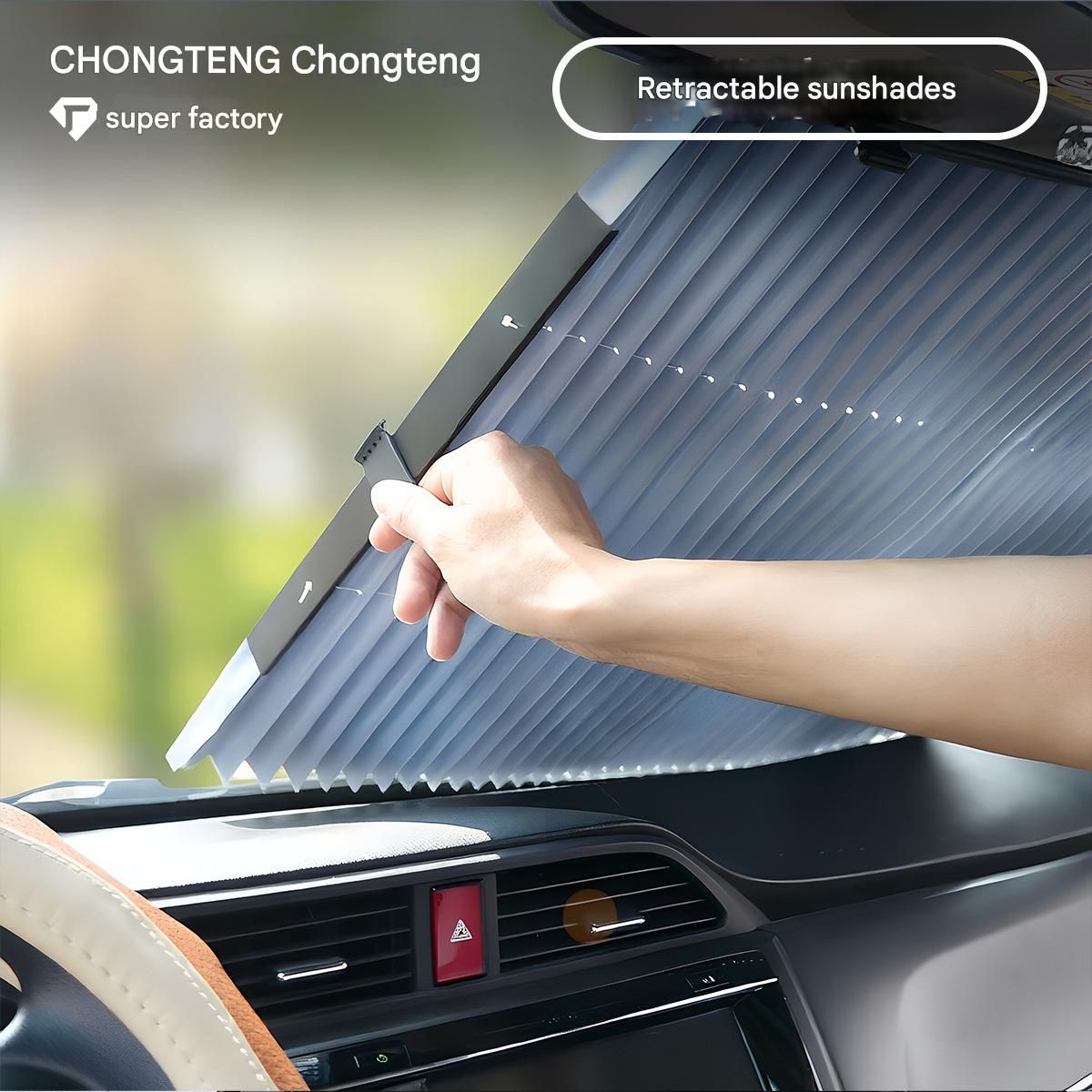Car Windshield Sun Shade, Automatic Retractable Heat Insulation Sun Visor for Summer Auto Interior Protection
