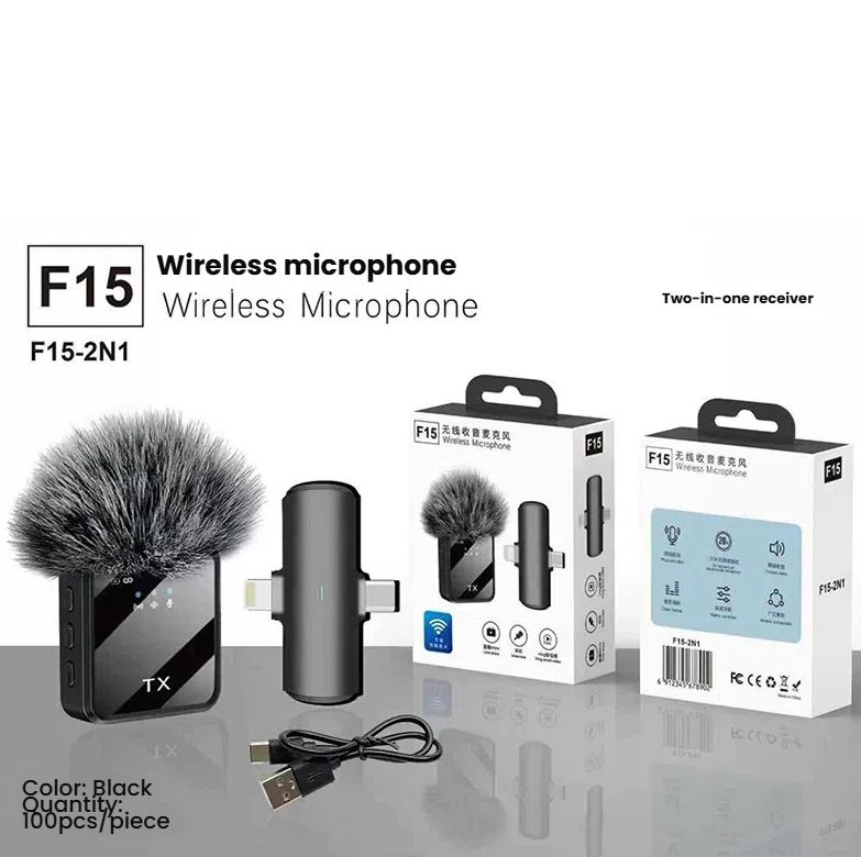 F15 Wireless Lavalier Microphone Mobile Sound Card Computer Live Streaming Short Video Noise Reduction Lavalier Microphone 