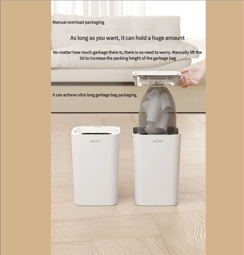 Automatic Trash Can, 16 L Self Sealing and Self-Changing Smart Trash Can, Motion Sensor, Touchless Garbage can with lid for Kitchen Bathroom Office, 7 Refill Rings
