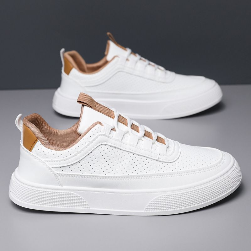 Summer breathable men's shoes youth 2024 new thick sole trend board shoes lace-up casual men's small white shoes ZM-2419