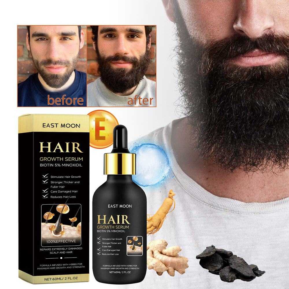 East Moon Beard Growth Serum Spray Hair Growing Essential Oil Fast Styling Thicker Longer Fuller Beard Softening Moisturizing Beard Liquid