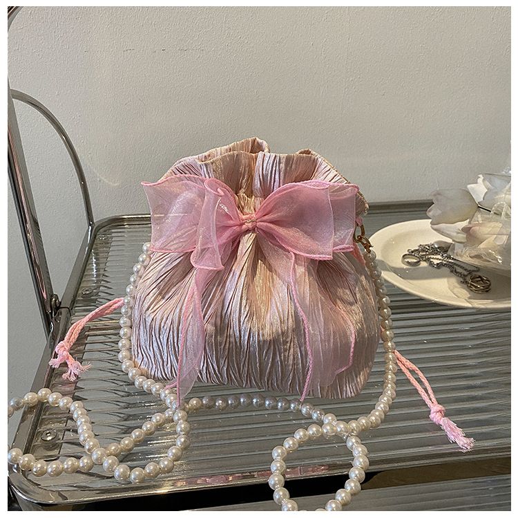 2025 Summer Trendy New Women's Bag, Pearl Pleated Crossbody Bag for Women, Fashion Versatile Single-Shoulder Bag, Korean Niche Texture Ladies' Bag