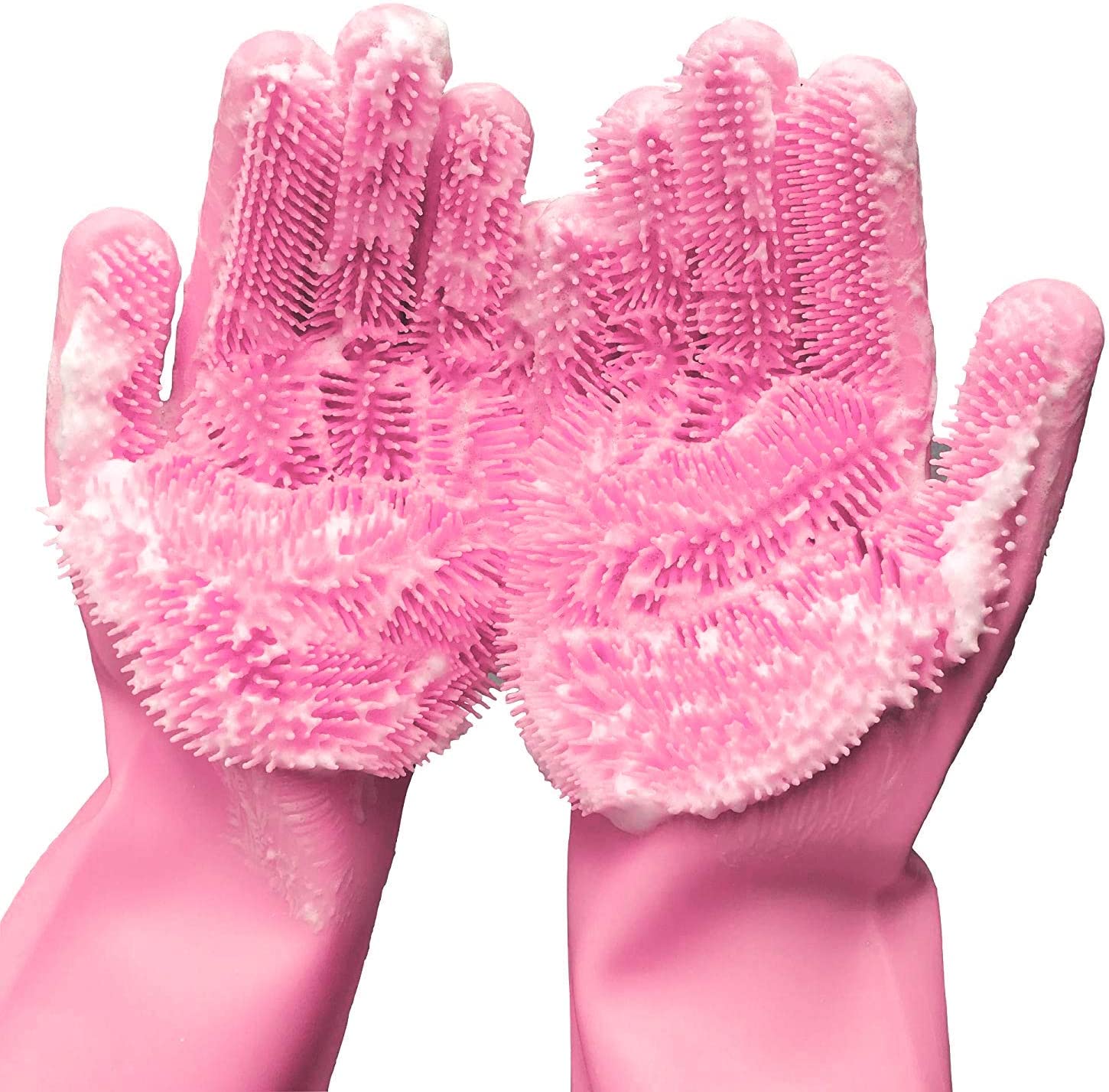 Silicone Reusable Cleaning Brush Heat Resistant Scrubber Gloves for Housework, Kitchen Clean, Bathroom, Bathing, Car Washing