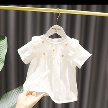 Baby girl princess dress new style children's summer clothes for girls fresh and versatile small flower baby shirt trendy baby girl summer clothes
