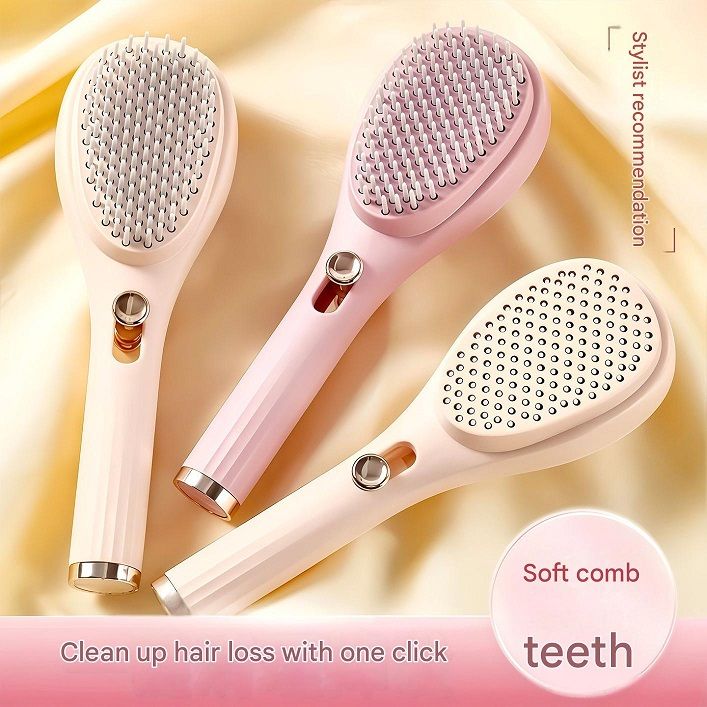 Retractable Air Cushion Hair Brush for Women, Portable Massage Detangling Comb with Self-Cleaning Design, Anti-Tangle Fluffy Hair Styling Paddle Brush
