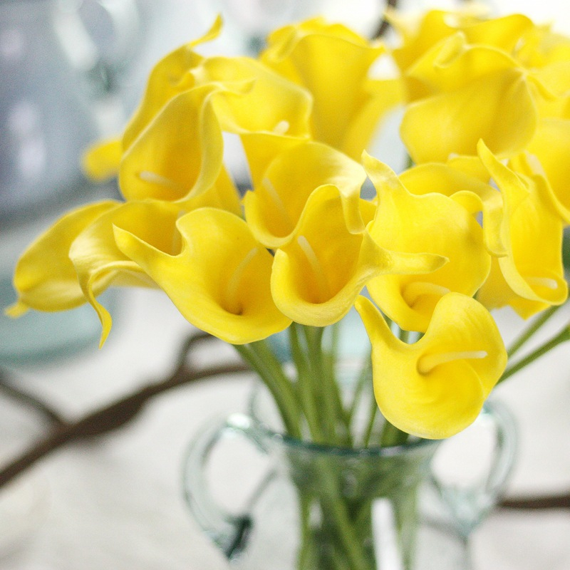 8Pcs Calla Lily Fake White Flowers Wedding Bouquet Artificial Real Touch Latex Flowers Home Wedding Party Decor