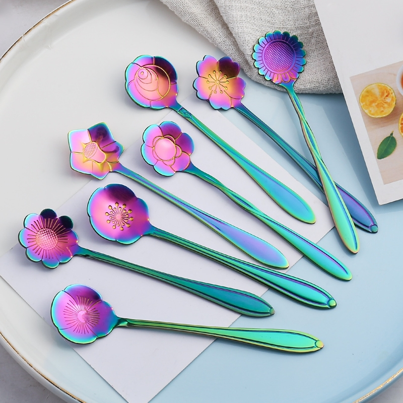 8pcs Flower Design Spoon