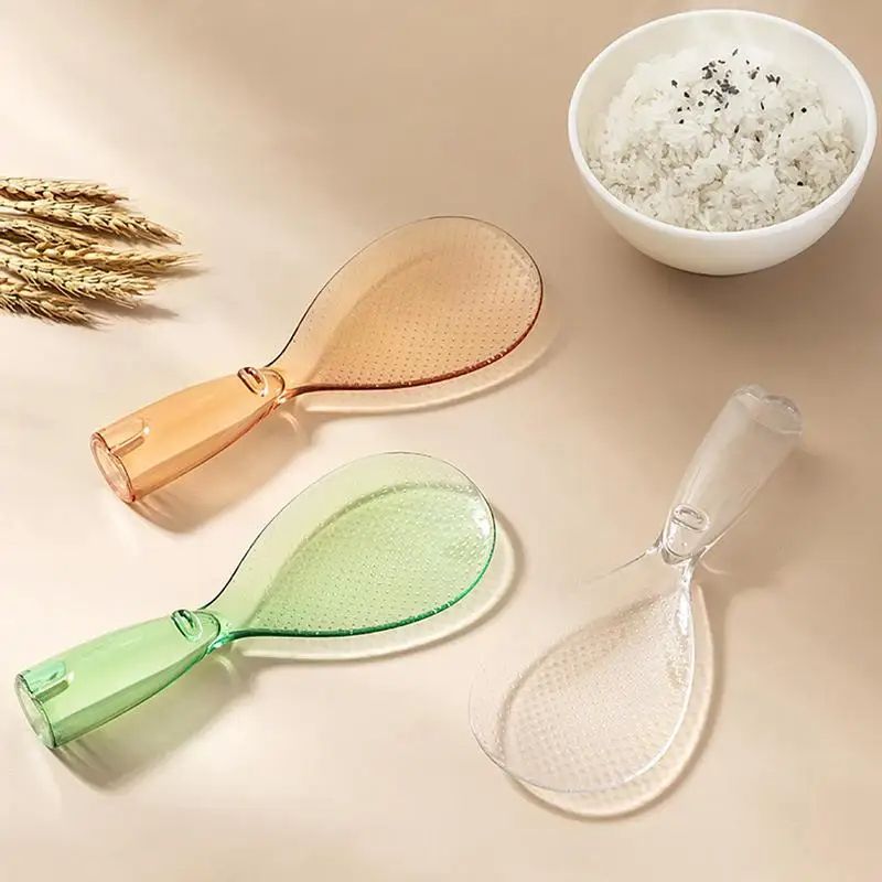 Rice Paddle,Non Stick Rice Paddle,Transparent Standing Rice Spatula with Non Stick Rice Spoon,Non-Stick and Easy to Clean Standing Rice Spoon
