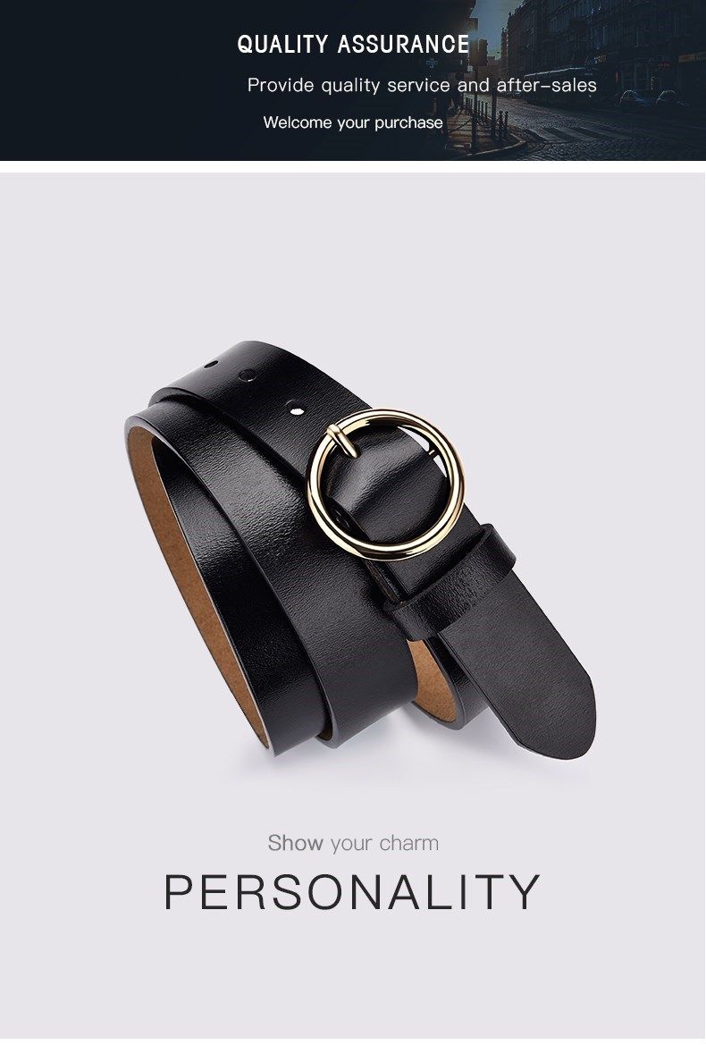 Women's Side Deposition Golden Buckle Jeans Wild Belts