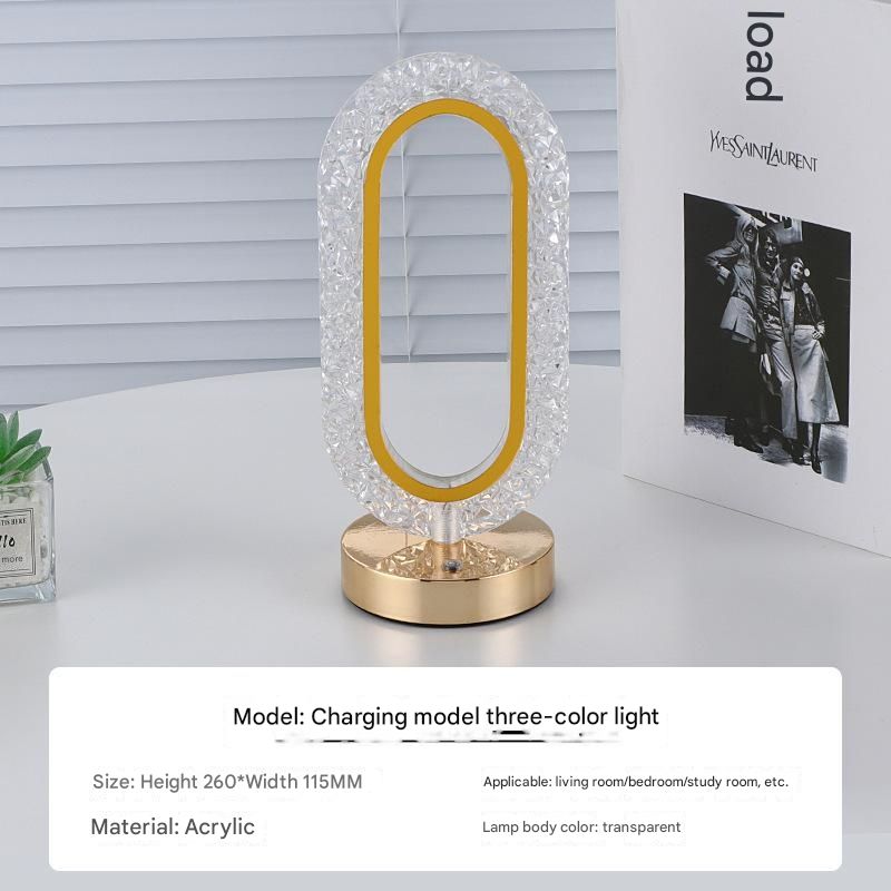 Crystal ring decorative lamp high-end light luxury room living room table lamp touch sensor atmosphere lamp night light