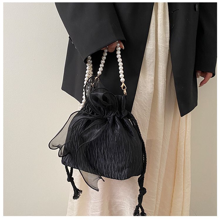 2025 Summer Trendy New Women's Bag, Pearl Pleated Crossbody Bag for Women, Fashion Versatile Single-Shoulder Bag, Korean Niche Texture Ladies' Bag
