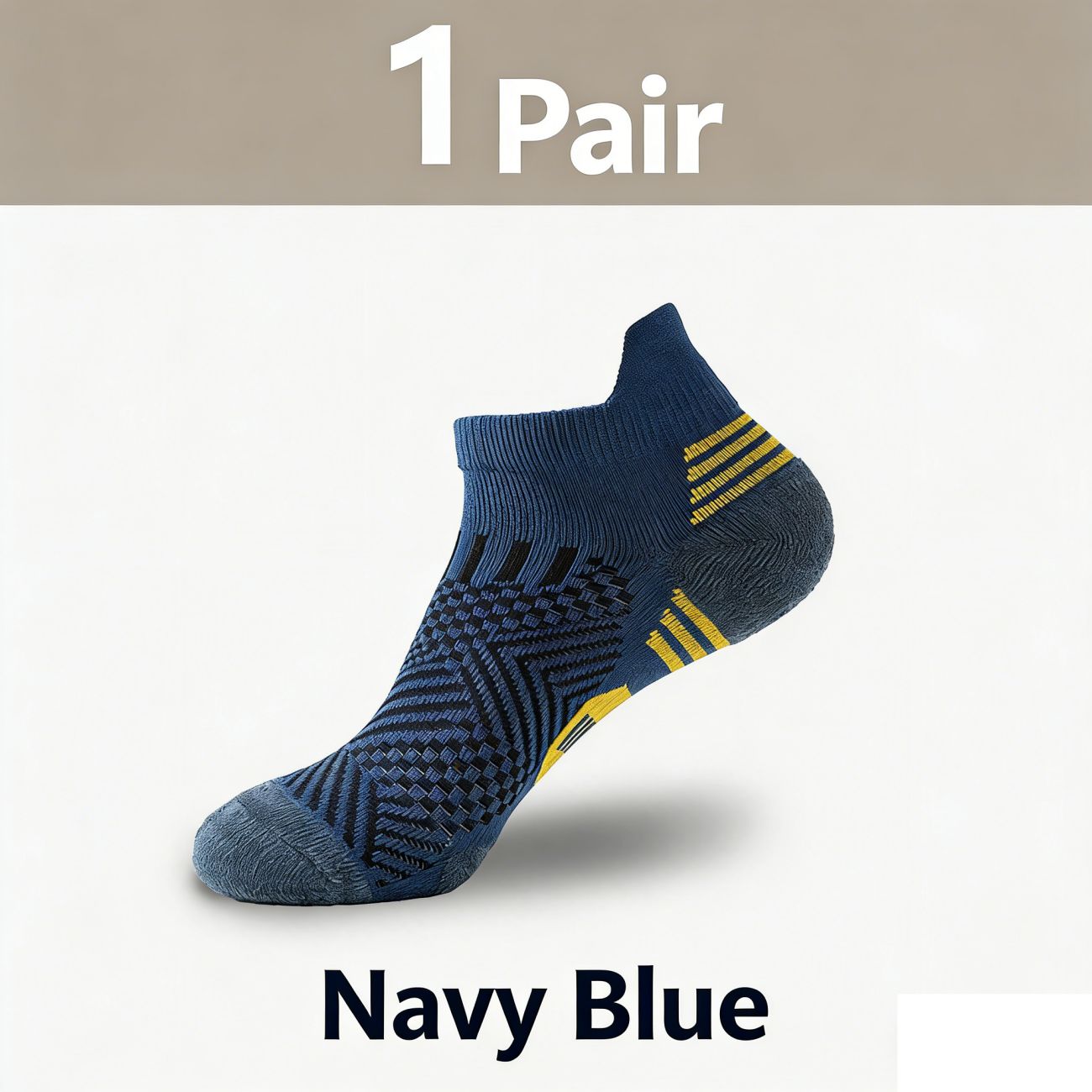 Men's Professional Sports Socks, Quick Dry Fitness Running Socks, Thickened Heel & Toe, Wear Resistant Non-Slip Low Cut Socks for All Seasons
Navy Blue