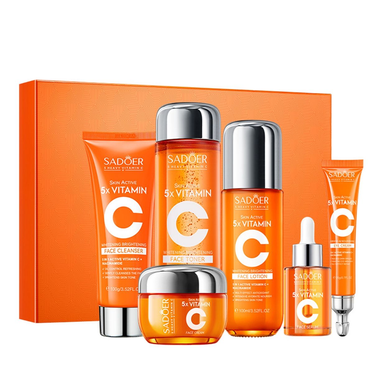 SADOER Five Dimensional C Whitening and Brightening Skincare Gift Box Skincare Set Box Cross border Foreign Tradeorange