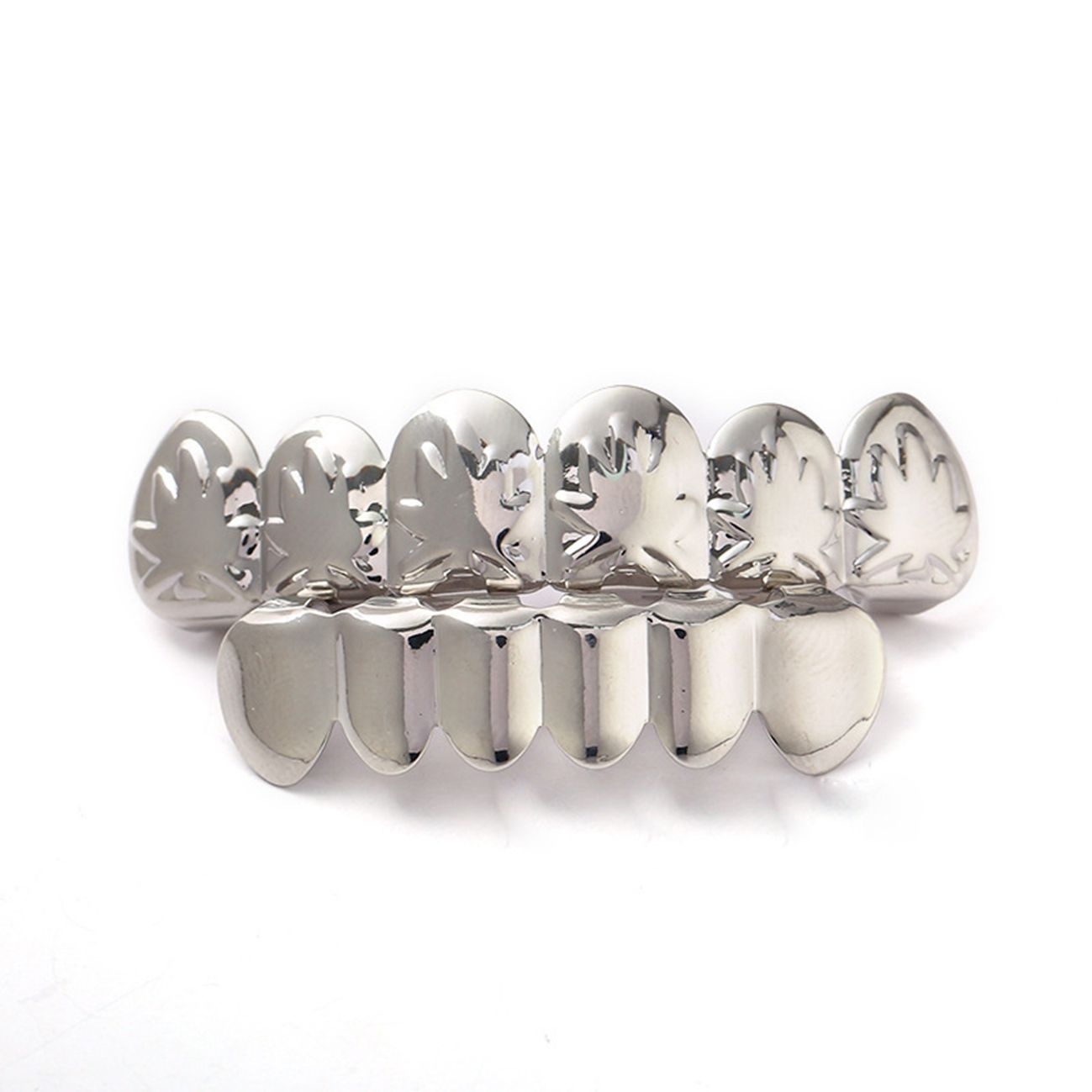 Gold/Silver Maple Leaf Grillz - Hip Hop Gold Teeth Grillz,Silver Teeth,Gold Braces,Silver Braces,Gold Grillz,Silver Grillzsilver set