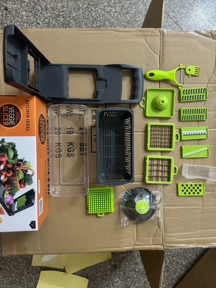 Multifunctional 16 in 1 Vegetable Cutter Fruit Potato Peeler Carrot Grater Kitchen Gadget Accessories Basket Drain Basket