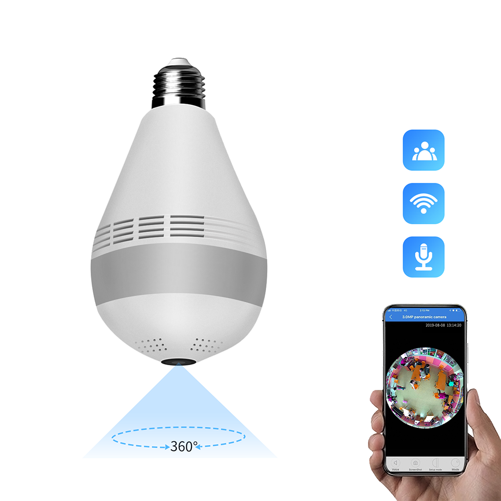 Smart panoramic bulb 360 hot sale camera