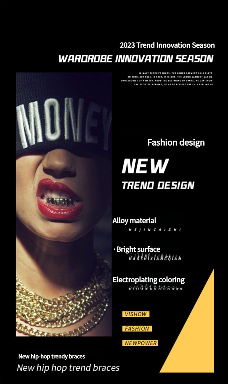 Cross copper micro-inlaid zircon single hip-hop braces teeth grillz teeth decoration trendy tooth decoration hip-hop teeth grillz tooth grillz