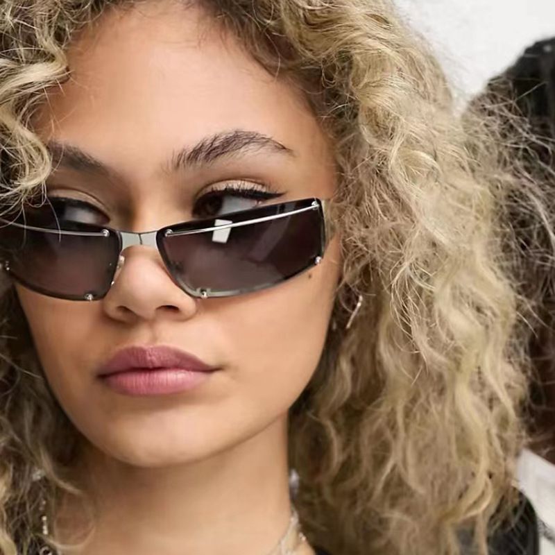 8050 Trendy Hollow Out Y2K Futuristic Sunglasses Fashion Cut Edge Rimless Hip Hop Sun Glasses for Men Women