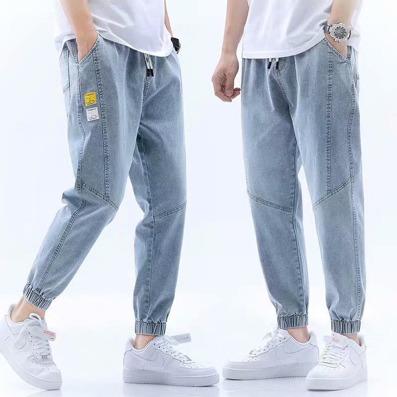 A28 Men's Summer and Autumn Loose Jeans, Cropped Pants Thin Casual Pants