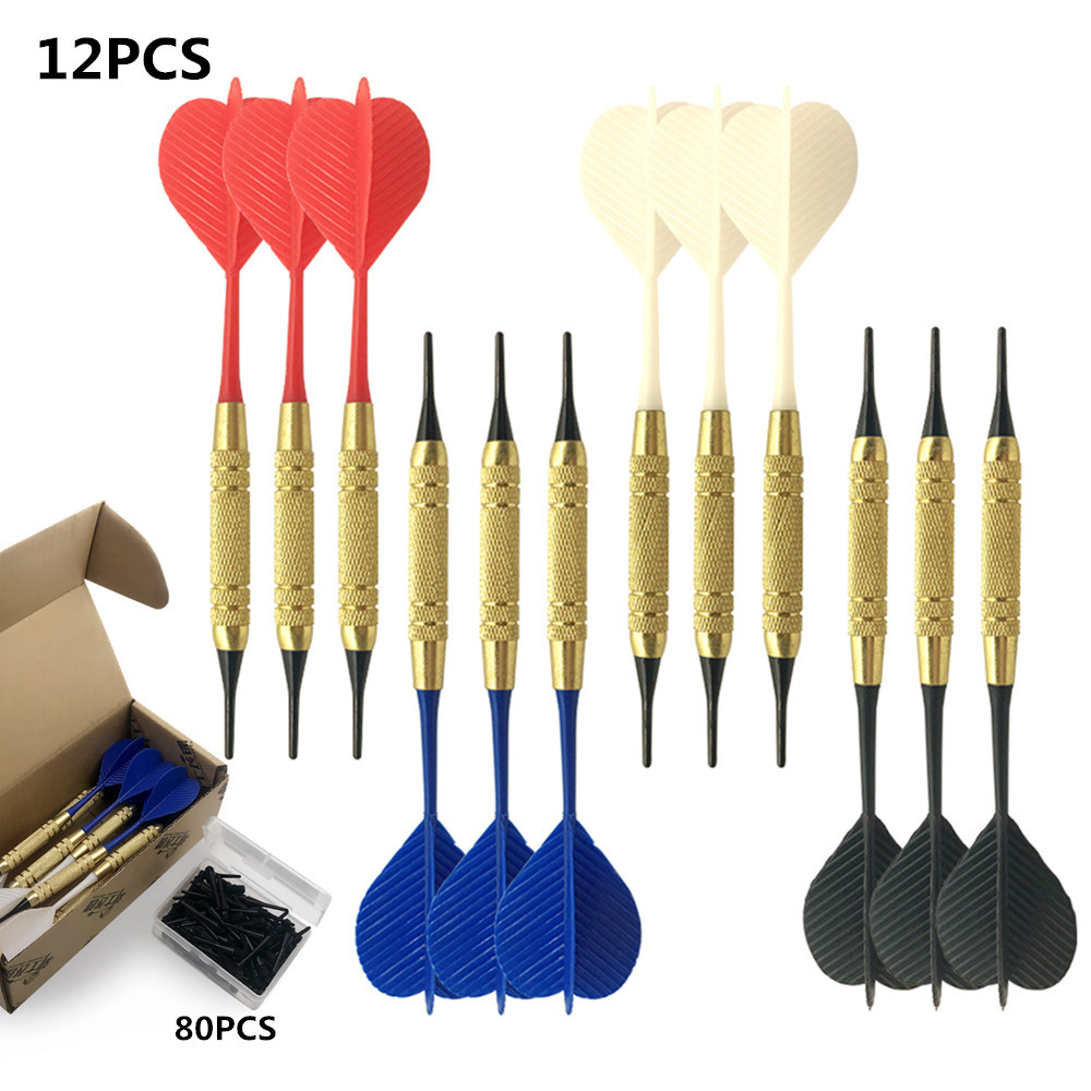 12Pcs 17g Soft Darts Copper Dart Barrel Electronic Dart Bar Games 80 Soft Dart Tip