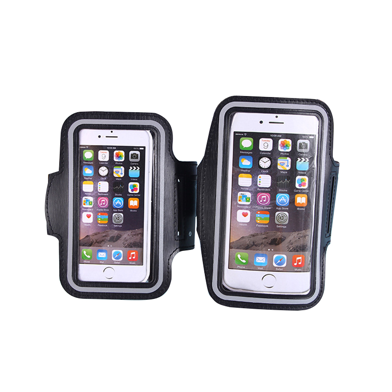 Water Resistant Large Cell Phone Armband Pouch Case with Adjustable Elastic Band & Key Slot for 6.35'' Phone