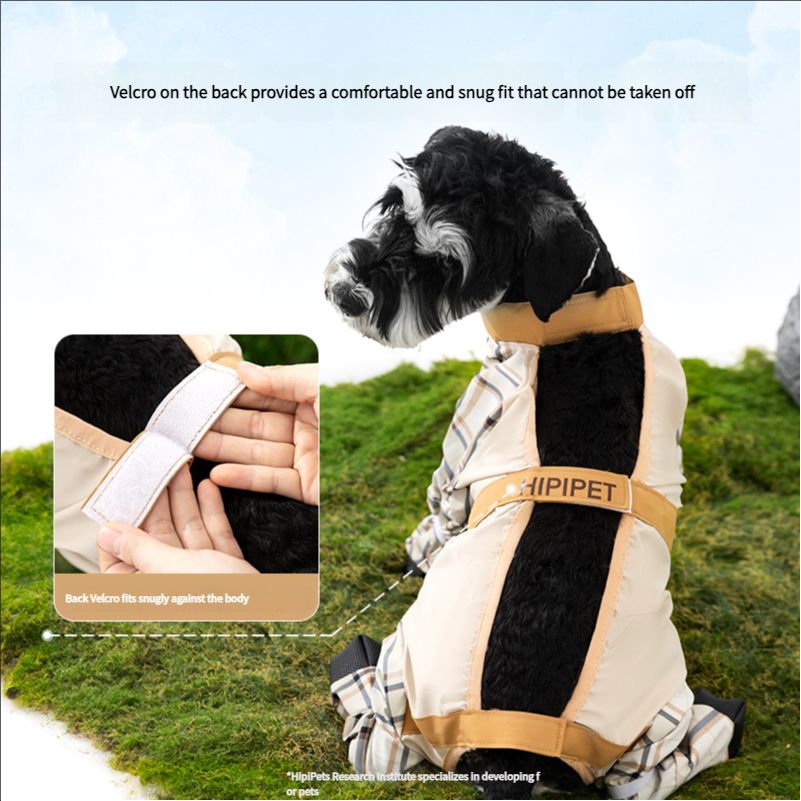 Color blocking full bag with feet dust pants for outdoor dogs, dust-proof pants for dogs, dirt proof abdominal clothes for small and medium-sized dogs, pet dog clothes