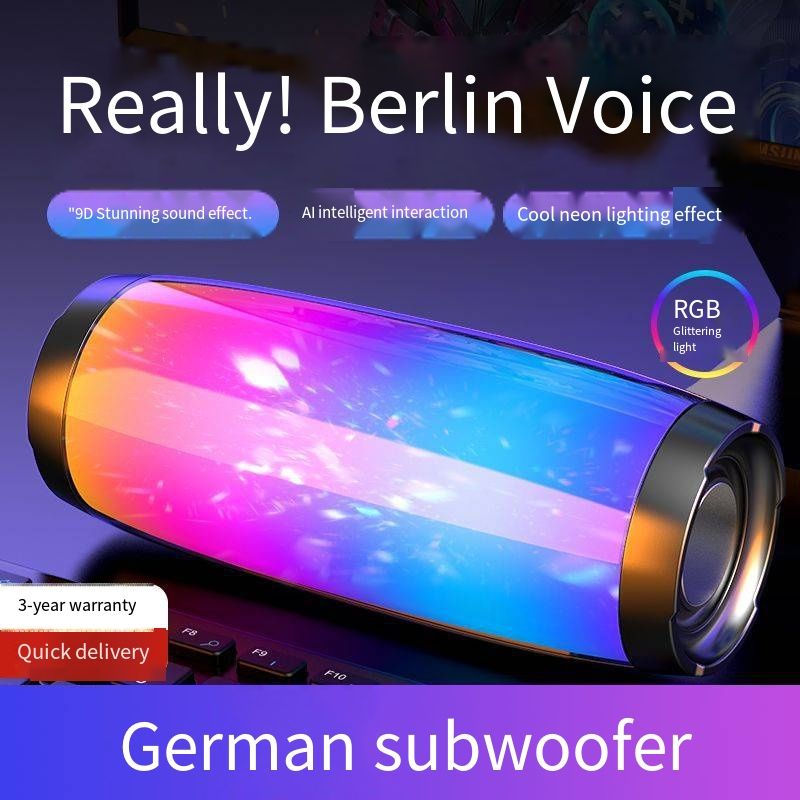 Home Mini Wireless Bluetooth Speaker, Super Bass Loud Volume Stereo Subwoofer, Colorful Gradient LED Ambient Light, Support TF Card & Wired Computer Connection, Portable Audio Player for Indoor Desktop Use