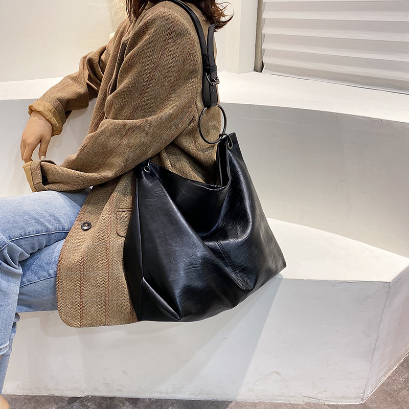 tdd-1964 Women's New Fashion Large Capacity Shoulder Bag Simple Solid Color Soft Face Shoulder Bag