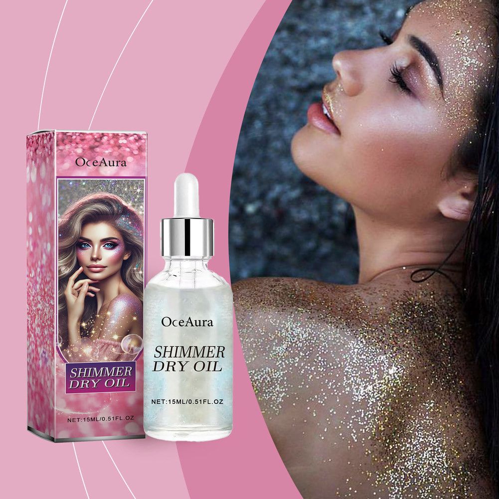 Oceaura Liquid High Gloss Body Oil, Instant Holographic Highlight for Hair & Body - Sparkling Shimmer Makeup for Parties