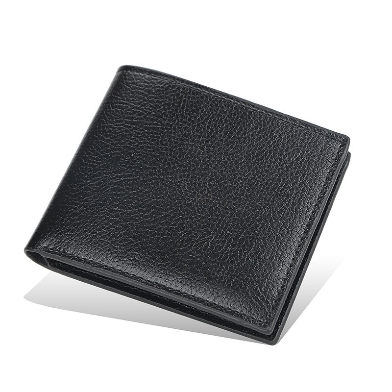 810# men's thin wallet, soft leather pebbled boy wallet, short wallet