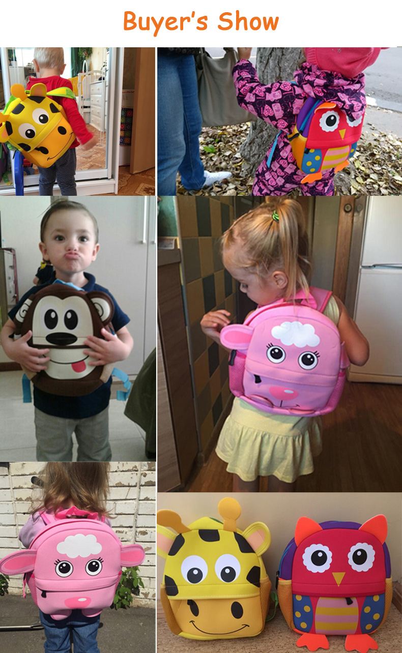3D Cute Animal Design Backpack Children School Bags for Girls