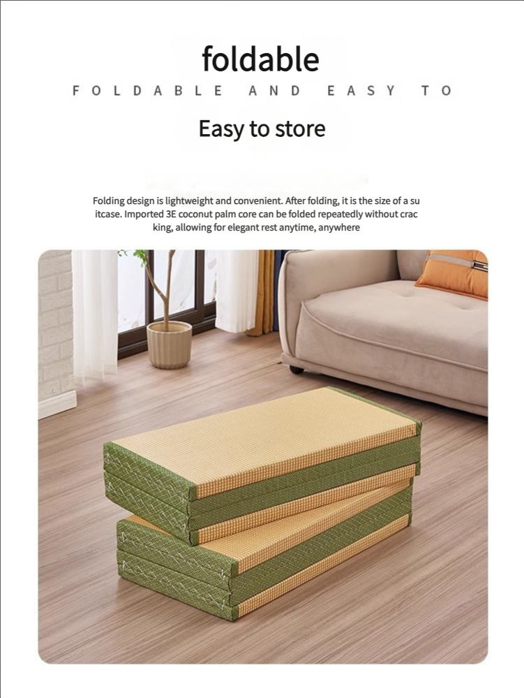 Floor Mattress: Foldable Coconut Fiber Sleeping Mat for Living Room, Bedroom, and Guest Room - Lightweight, Breathable & Provides Back Support.