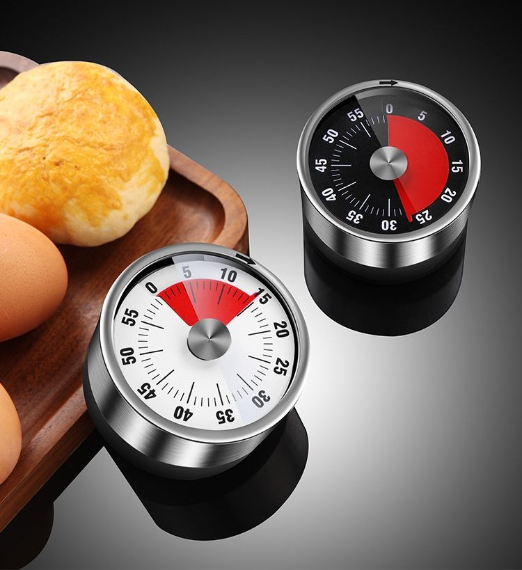 Stainless Steel Timer Kitchen Mechanical Timer Student Time Management Reminder Countdown Timer Baking Alarm Clock with Magnet