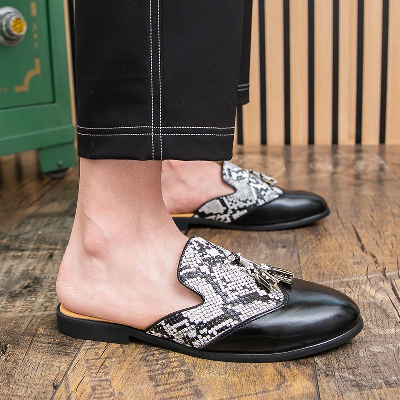 Youth Men Leisure Cool Mules Man Summer Slippers Fashion Casual Leather Loafers Flats Shoes Pu Breathable Slip On Footwears For