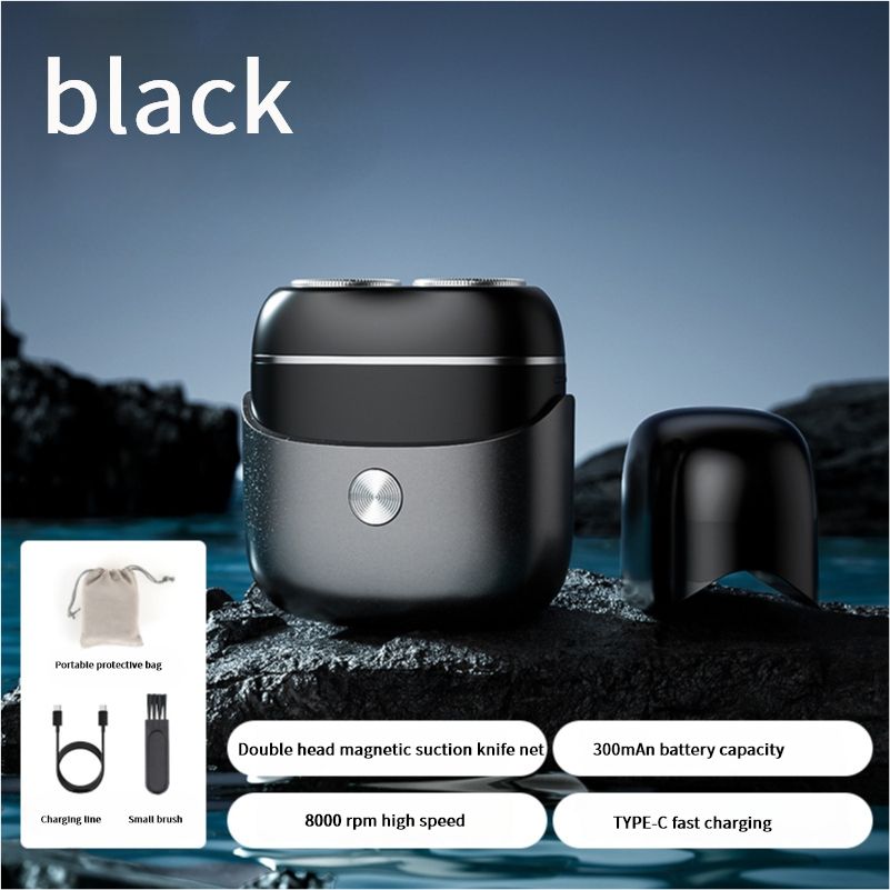 New mini electric shaver, fully washable with dual magnetic heads, suitable for home use and portable, men's facial hair trimmer