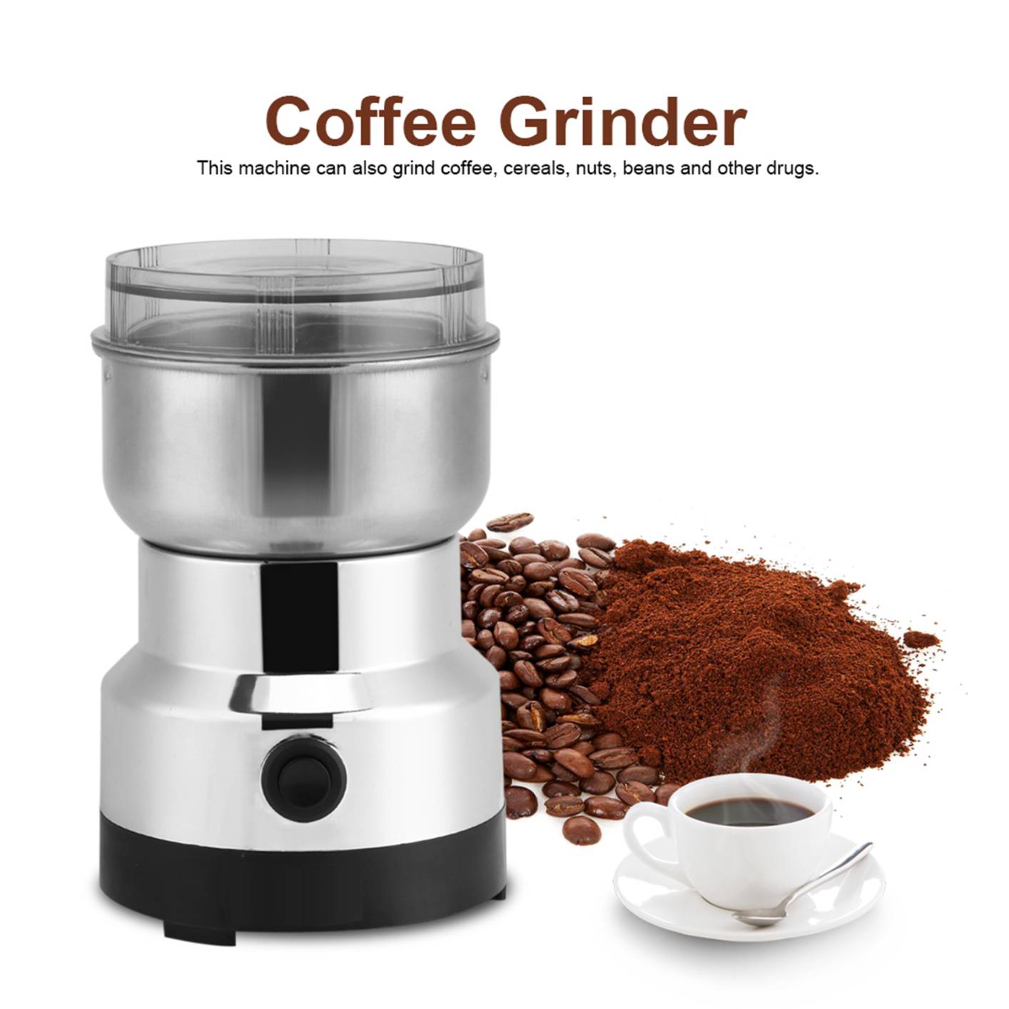220V Electric Stainless Steel Grinding Coffee Bean Milling Machine Home Office