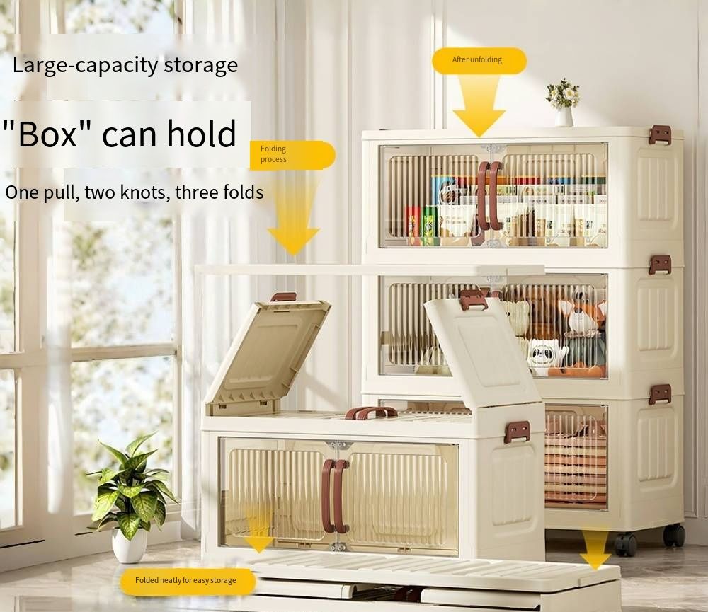 No-Installation Thickened Foldable Storage Cabinet, Multilayer Organizer for Living Room Snacks, Toys, Bedroom Wardrobe & Living Room Storage