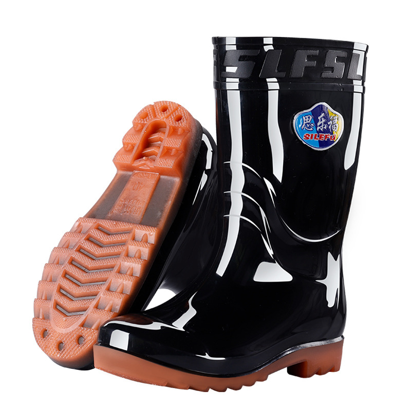 3319 Men's High Waist Fishing Water Shoes Waterproof and Non-Slip Construction Site Plush High Tube Rain Boots