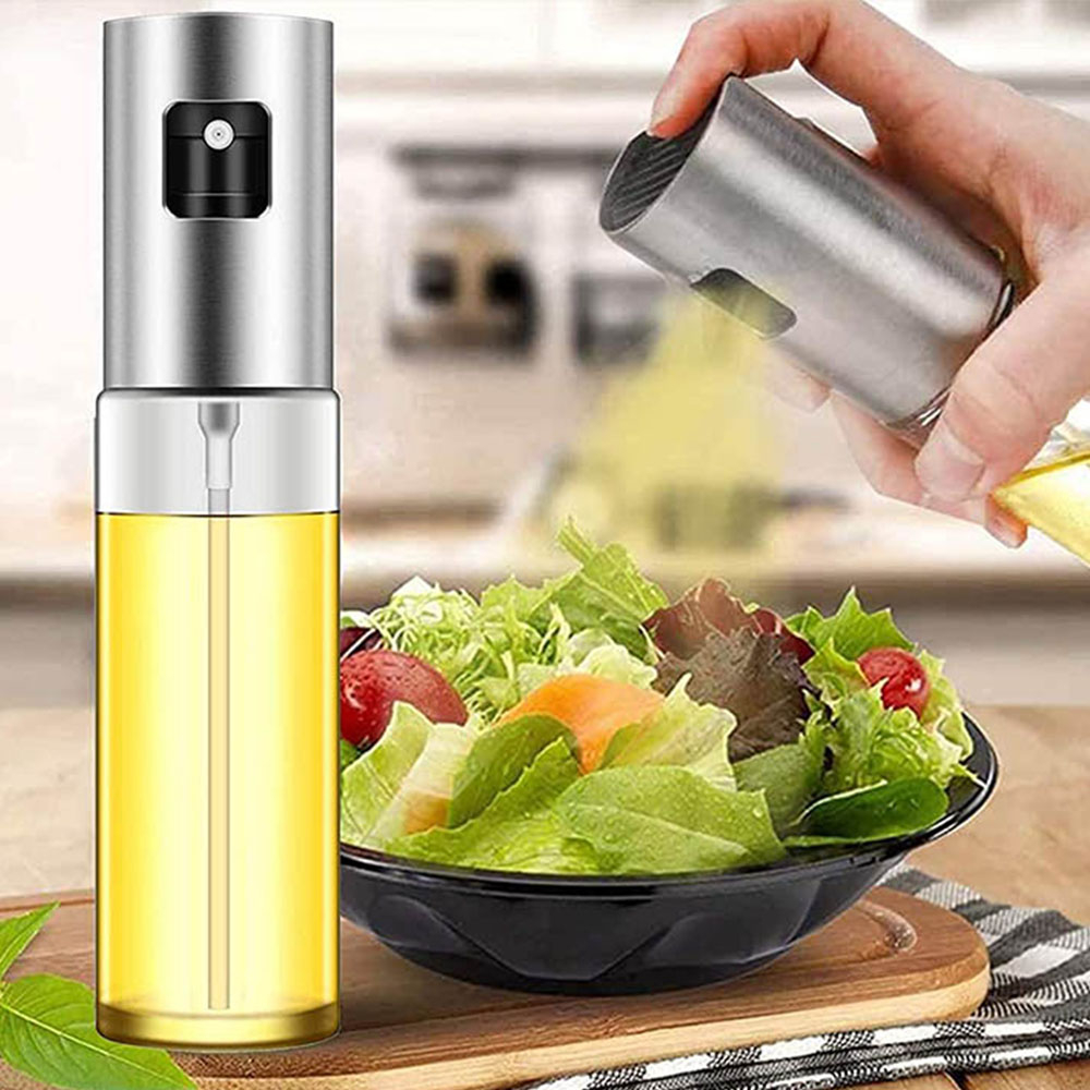 Stainless Steel Olive Oil Sprayer Bottle Pump Oil Pot Leak-proof Grill BBQ Cookware Tools Press Spray Glass Kitchen Oil Bottle