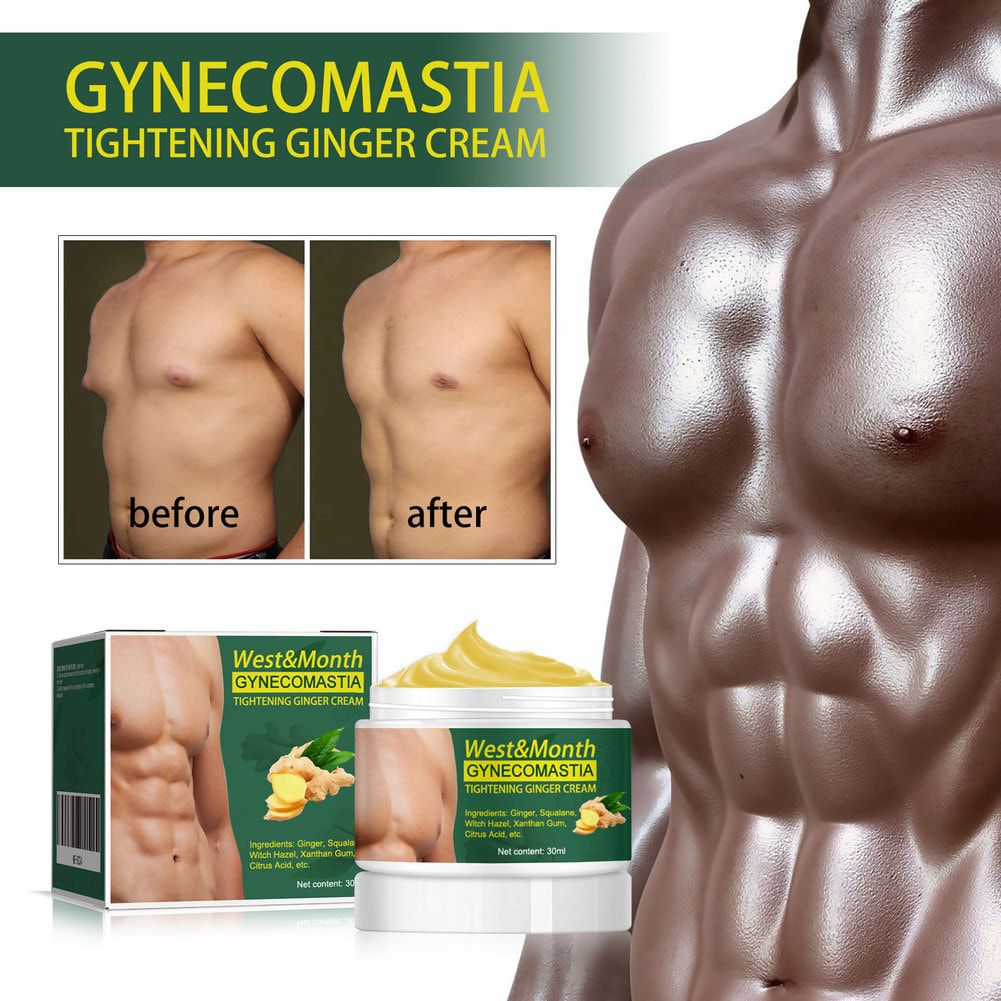 West&Month Man Breast Firm Massage Cream Ginger Serum Remove Excess Fat Effective Shrink Chest Gynecomastia Tighten Essence Oil Cream