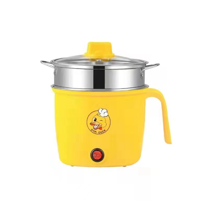 Little Yellow Duck Electric Cooker Multifunctional Student Dormitory Cooking Noodle Pot Home Mini electric Frying pan Rice Cooker Electric Cooking Machine Household 1-2 People Hot Pot Single/Double Layer Multi Electric Rice Cooker Non-stick Pan Multifunction Digital Kitchen&Bathroom Small Appliance Electric Cooker