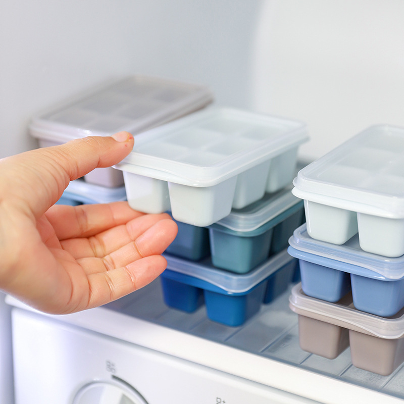 6pcs Ice Cube Trays -Medium Ice Cube Trays with Easy-Release Silicone Bottom, Stackable Small Ice Cube Molds with Airtight Lid for Drinks, Freezer, Cocktail